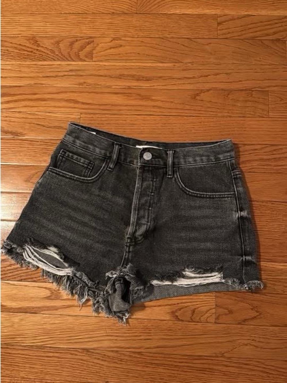 PacSun Black Distressed High-Rise Jean Shorts